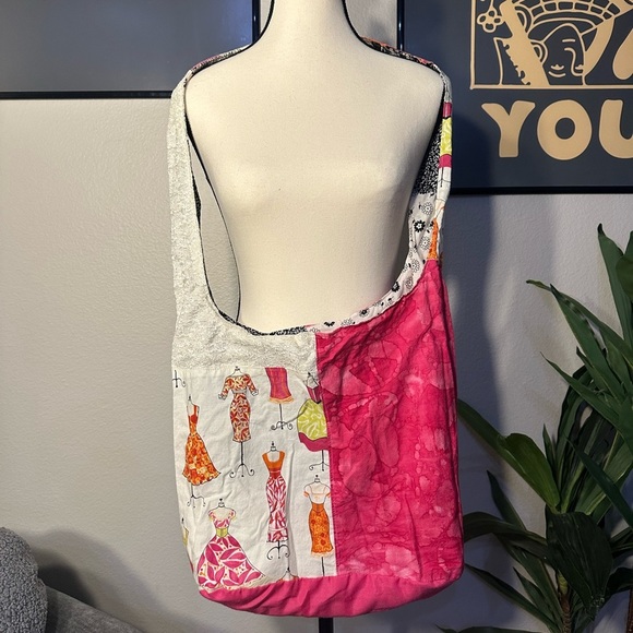 Handmade Patchwork Black and Pink Women's Bag - Picture 1 of 6